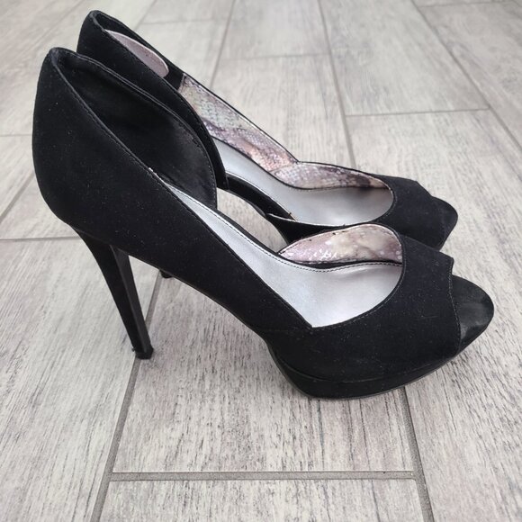 Fergalicious Radical Women's Black Peep-Toe Stiletto Heels Size 8.5W - Picture 3 of 15